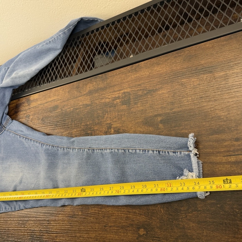 S.O.N.G Skinny Jeans Womens 15/32 Blue Distressed Stretch Denim Mid Rise Raw Hem - Picture 10 of 12